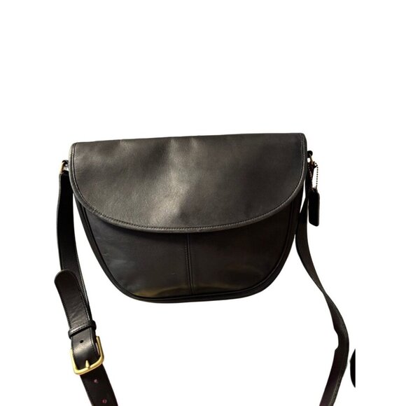 Vtg 70s Coach Black Leather Paris Crossbody Bag, Made in USA, 4105 Large Tote - Picture 1 of 8
